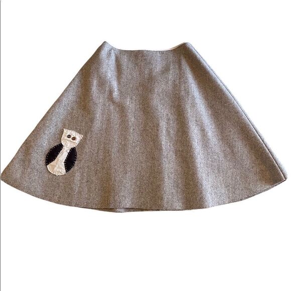 CANADIAN DESIGNER Serendipity by Kelsey McIntyre handmade A Line wool owl skirt - Picture 1 of 6